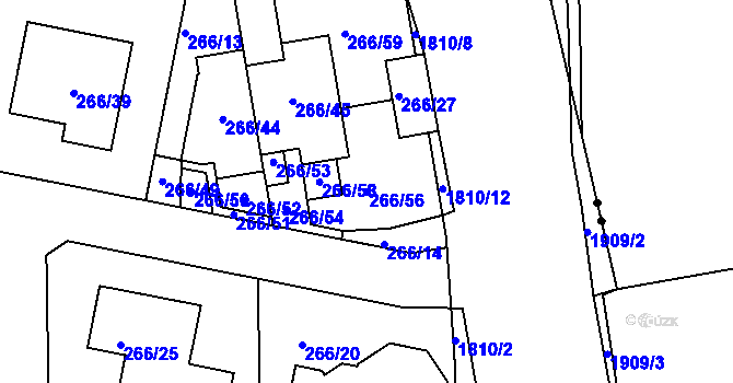 Parcela st. 266/56 v KÚ Černice, Katastrální mapa