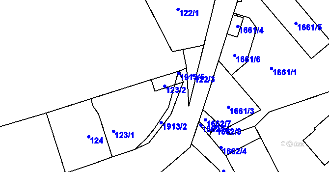 Parcela st. 123/2 v KÚ Černice, Katastrální mapa