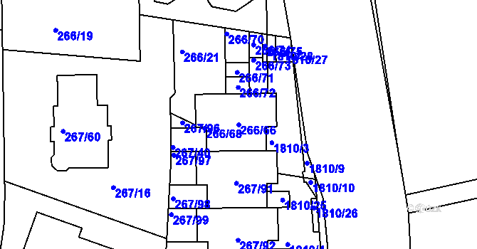 Parcela st. 266/66 v KÚ Černice, Katastrální mapa