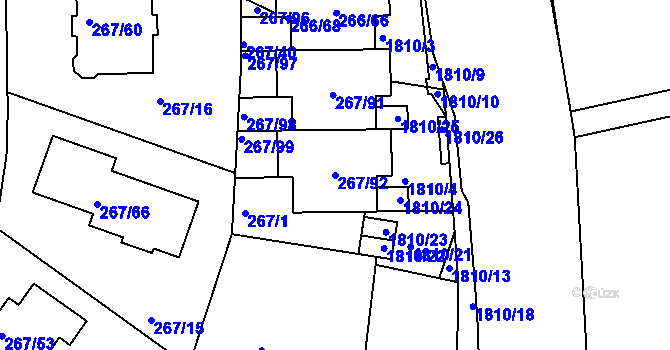 Parcela st. 267/92 v KÚ Černice, Katastrální mapa