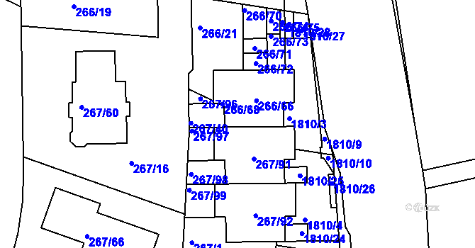 Parcela st. 267/90 v KÚ Černice, Katastrální mapa