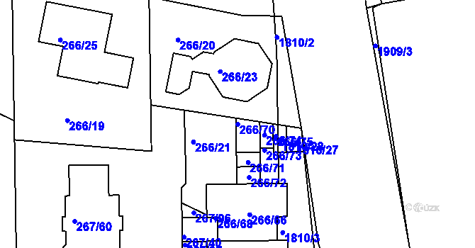 Parcela st. 266/70 v KÚ Černice, Katastrální mapa