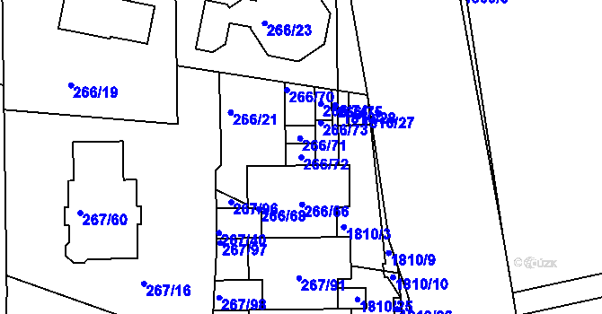 Parcela st. 266/72 v KÚ Černice, Katastrální mapa