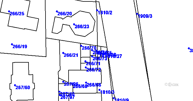 Parcela st. 266/75 v KÚ Černice, Katastrální mapa