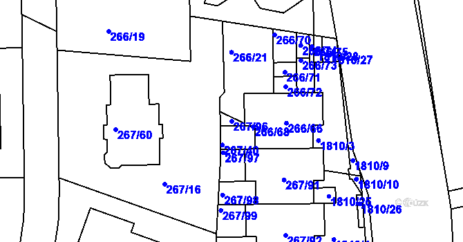 Parcela st. 267/96 v KÚ Černice, Katastrální mapa