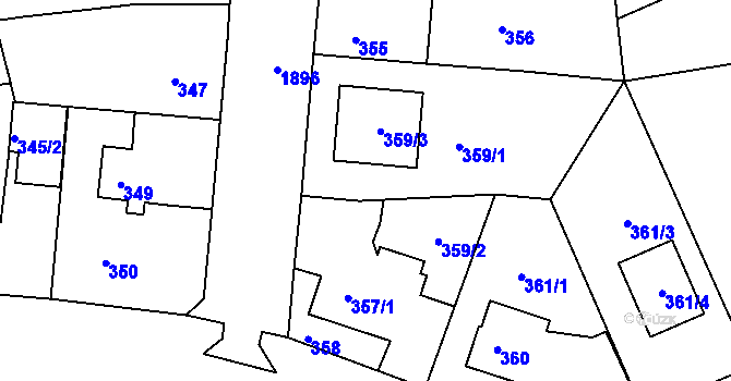 Parcela st. 357/3 v KÚ Černice, Katastrální mapa