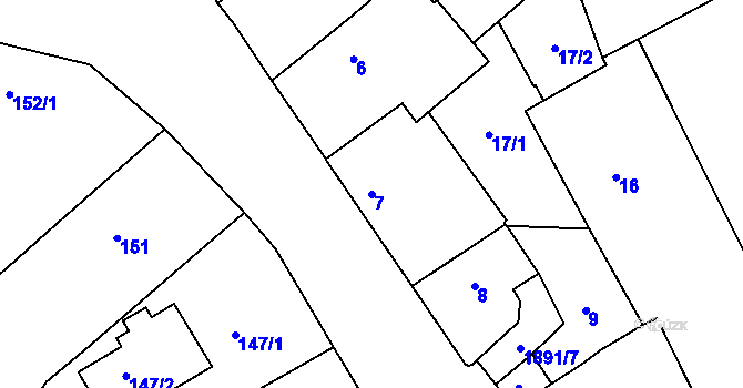 Parcela st. 7 v KÚ Černice, Katastrální mapa