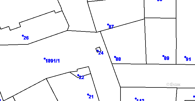 Parcela st. 24 v KÚ Černice, Katastrální mapa