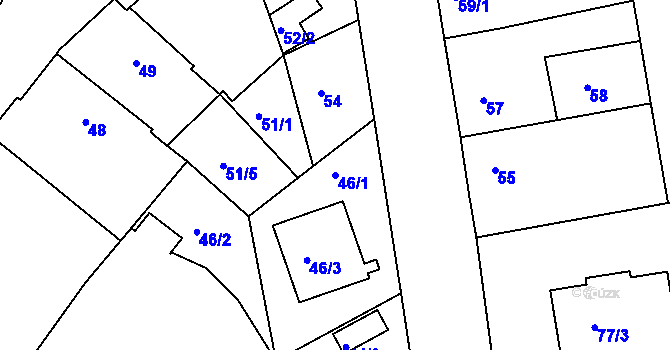 Parcela st. 46/1 v KÚ Černice, Katastrální mapa