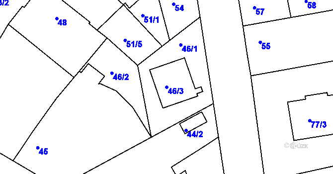 Parcela st. 46/3 v KÚ Černice, Katastrální mapa