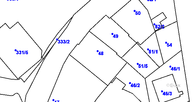 Parcela st. 48 v KÚ Černice, Katastrální mapa