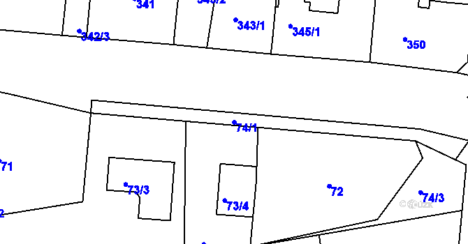 Parcela st. 74/1 v KÚ Černice, Katastrální mapa