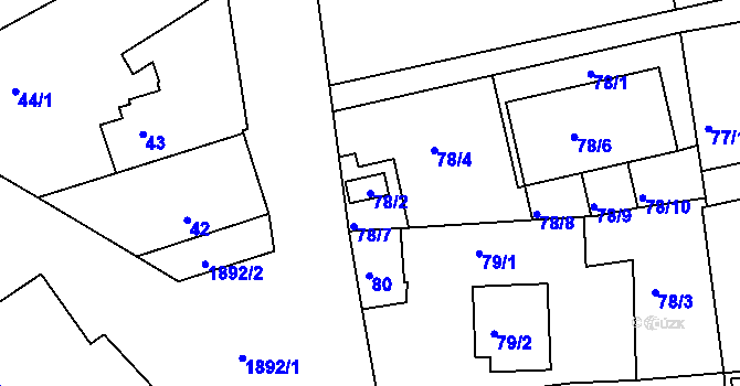 Parcela st. 78/2 v KÚ Černice, Katastrální mapa
