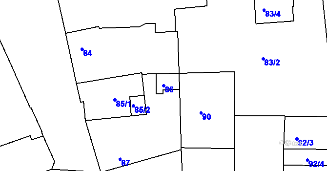 Parcela st. 86 v KÚ Černice, Katastrální mapa