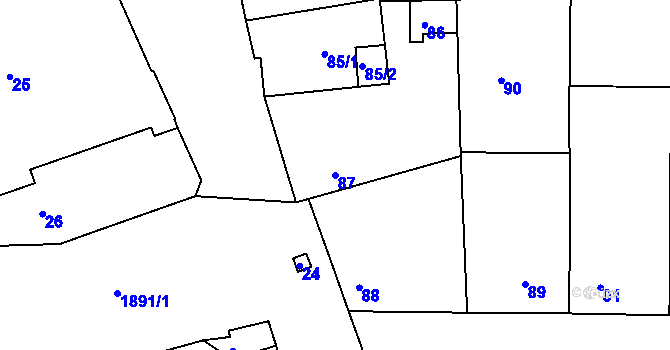Parcela st. 87 v KÚ Černice, Katastrální mapa