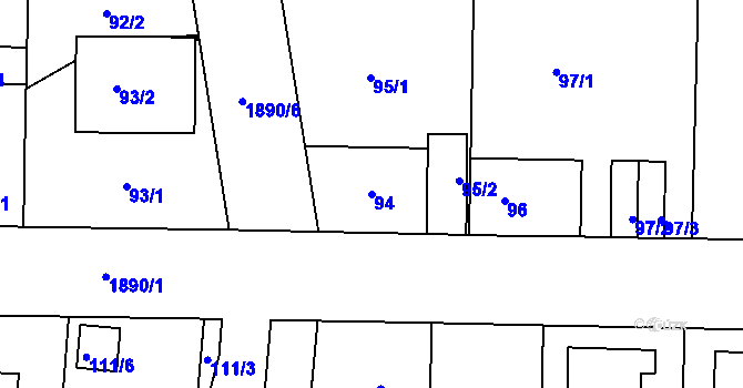 Parcela st. 94 v KÚ Černice, Katastrální mapa