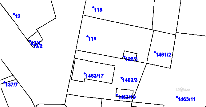 Parcela st. 120/1 v KÚ Černice, Katastrální mapa