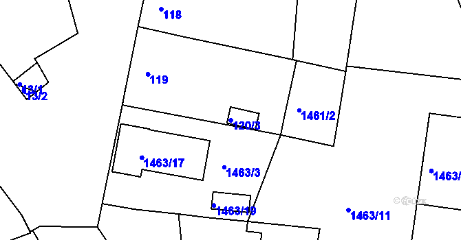 Parcela st. 120/3 v KÚ Černice, Katastrální mapa