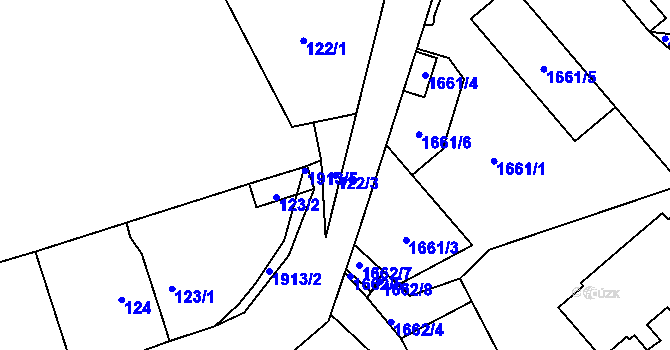 Parcela st. 122/3 v KÚ Černice, Katastrální mapa