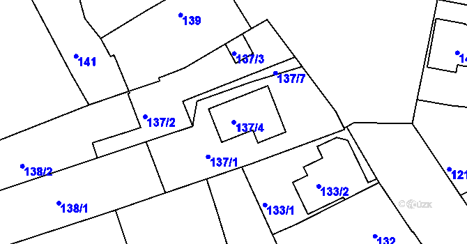 Parcela st. 137/4 v KÚ Černice, Katastrální mapa