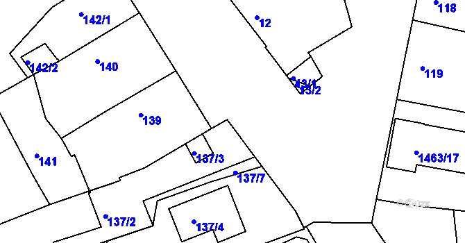 Parcela st. 137/5 v KÚ Černice, Katastrální mapa
