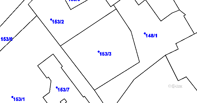 Parcela st. 153/3 v KÚ Černice, Katastrální mapa