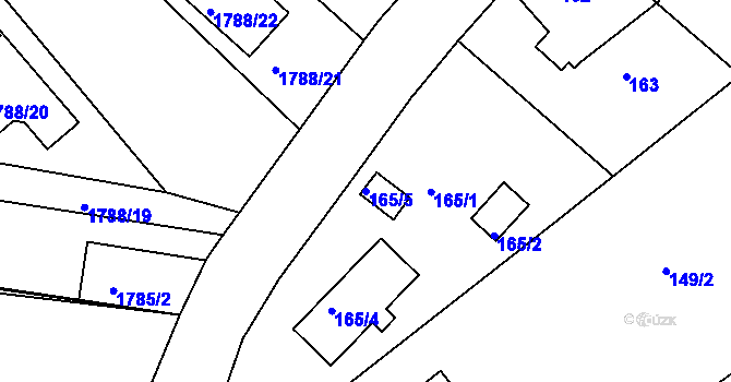 Parcela st. 165/5 v KÚ Černice, Katastrální mapa