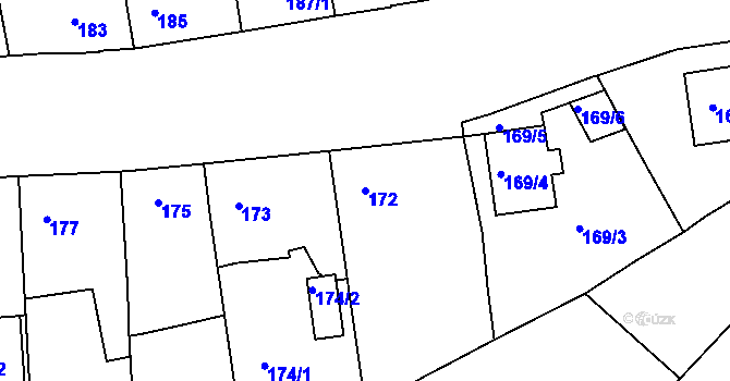 Parcela st. 172 v KÚ Černice, Katastrální mapa