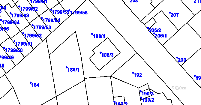 Parcela st. 188/3 v KÚ Černice, Katastrální mapa