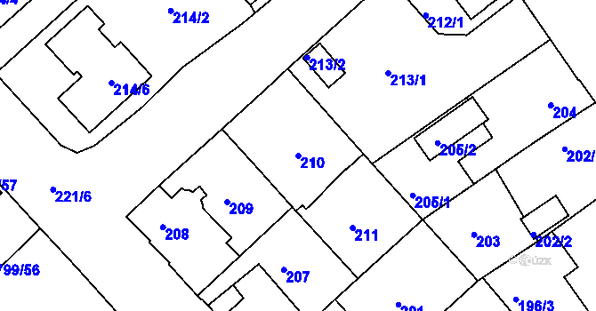 Parcela st. 210 v KÚ Černice, Katastrální mapa