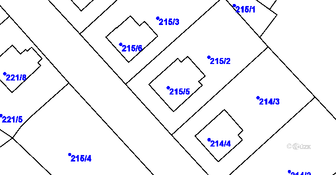 Parcela st. 215/5 v KÚ Černice, Katastrální mapa