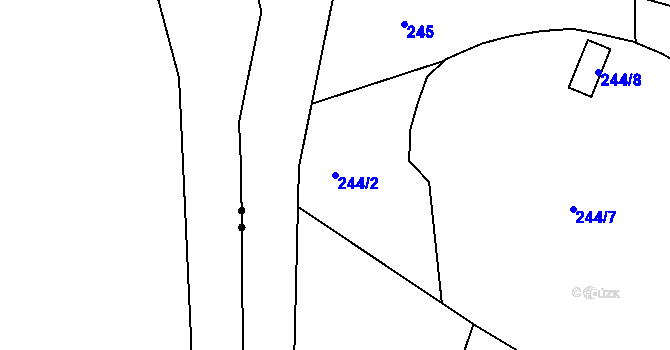Parcela st. 244/2 v KÚ Černice, Katastrální mapa