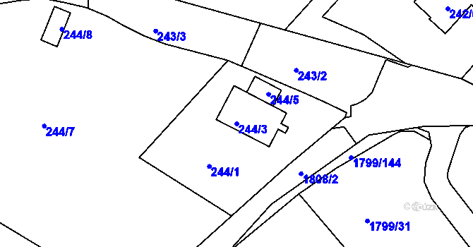 Parcela st. 244/3 v KÚ Černice, Katastrální mapa