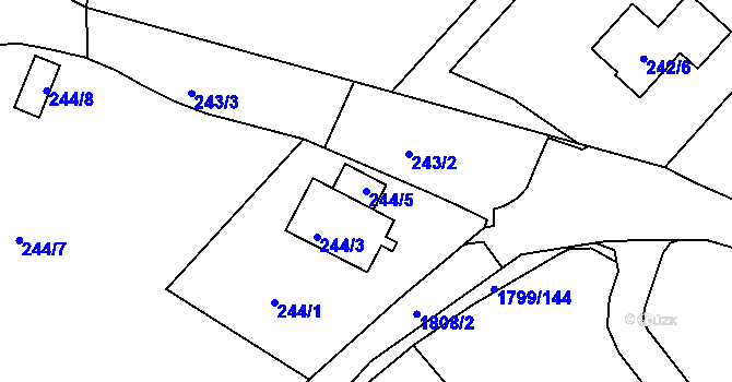 Parcela st. 244/5 v KÚ Černice, Katastrální mapa