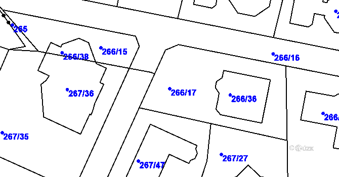 Parcela st. 266/17 v KÚ Černice, Katastrální mapa