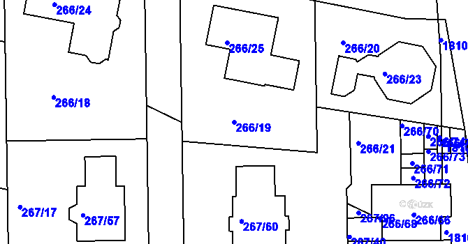 Parcela st. 266/19 v KÚ Černice, Katastrální mapa