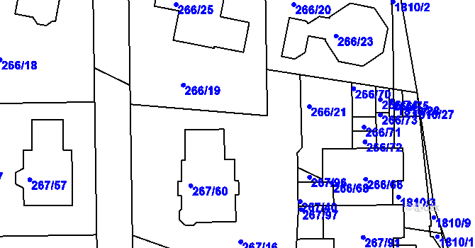 Parcela st. 266/22 v KÚ Černice, Katastrální mapa