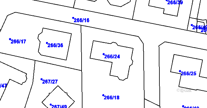 Parcela st. 266/24 v KÚ Černice, Katastrální mapa