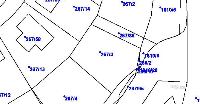 Parcela st. 267/3 v KÚ Černice, Katastrální mapa