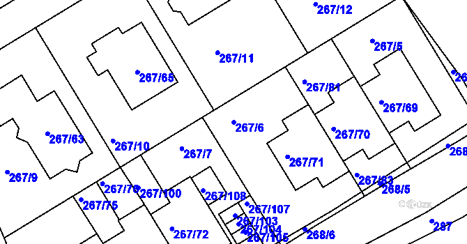 Parcela st. 267/6 v KÚ Černice, Katastrální mapa