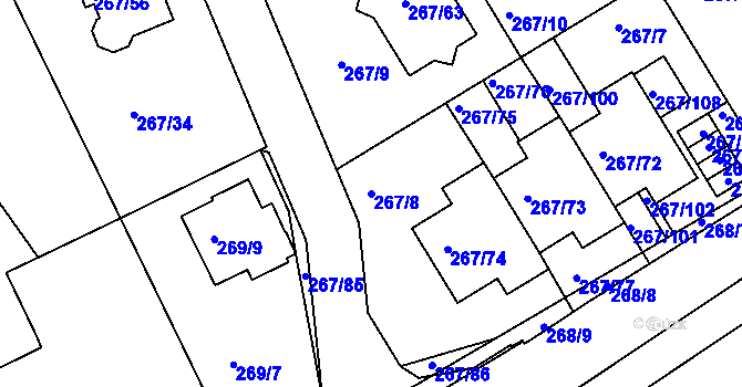 Parcela st. 267/8 v KÚ Černice, Katastrální mapa