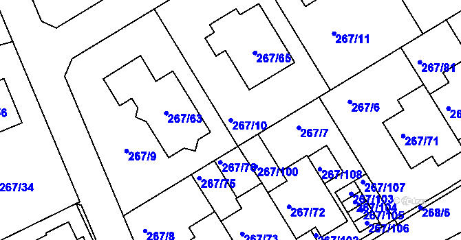 Parcela st. 267/10 v KÚ Černice, Katastrální mapa