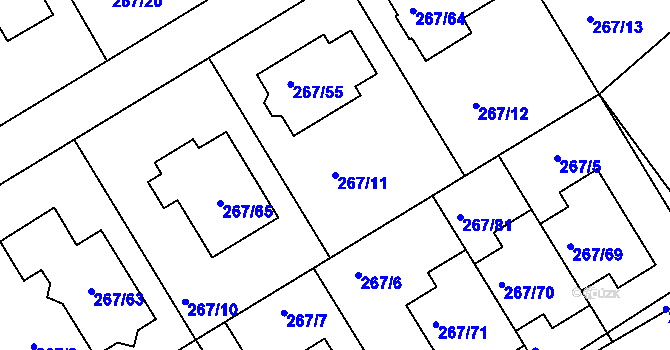 Parcela st. 267/11 v KÚ Černice, Katastrální mapa