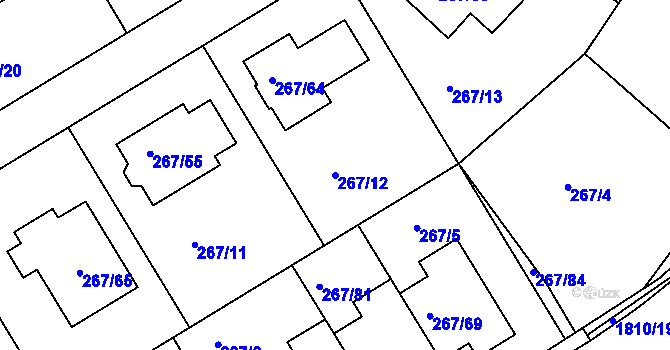 Parcela st. 267/12 v KÚ Černice, Katastrální mapa