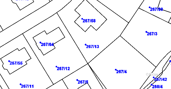 Parcela st. 267/13 v KÚ Černice, Katastrální mapa