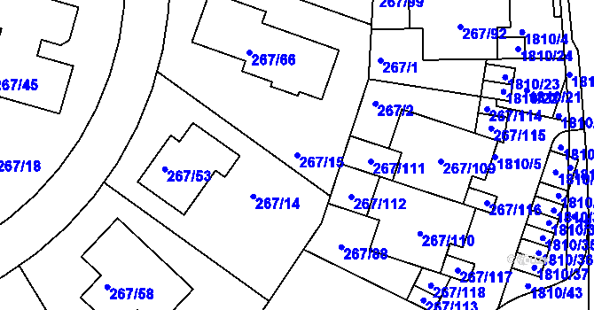 Parcela st. 267/15 v KÚ Černice, Katastrální mapa