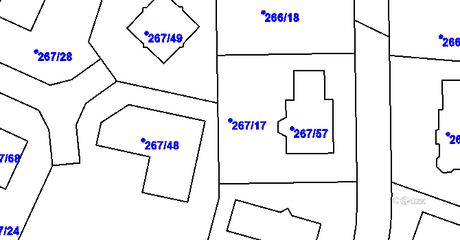 Parcela st. 267/17 v KÚ Černice, Katastrální mapa