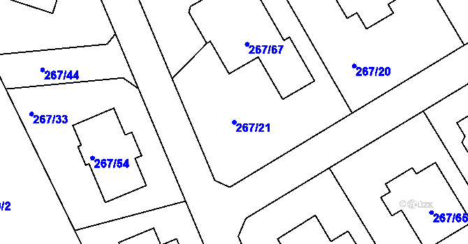 Parcela st. 267/21 v KÚ Černice, Katastrální mapa