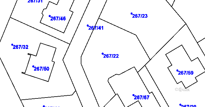 Parcela st. 267/22 v KÚ Černice, Katastrální mapa