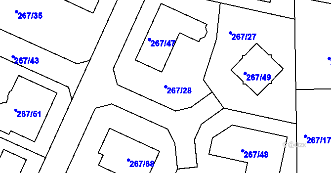 Parcela st. 267/28 v KÚ Černice, Katastrální mapa